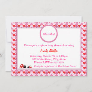 Baby shower Love Hearts Flat Card Invitation