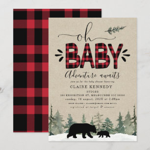 Baby shower Lumberjack Oh Baby Flannel Invitation