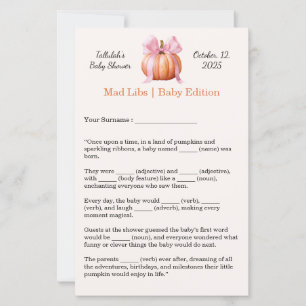 Baby shower Mad Libs Activité de fête amusante