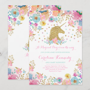 Baby shower magique Invitation Baby shower Unicorn
