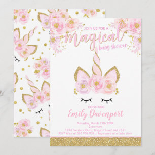 Baby shower magique Invitation Baby shower Unicorn