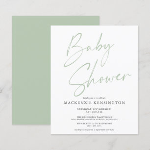 Baby Shower manuscrit écriture manuscrite vert sau