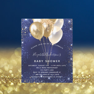 Baby shower marine bleu or ballons invitation