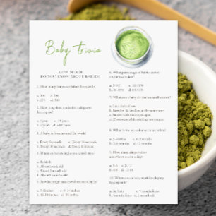 Baby shower Matcha - Jeu de trivia pour bébé