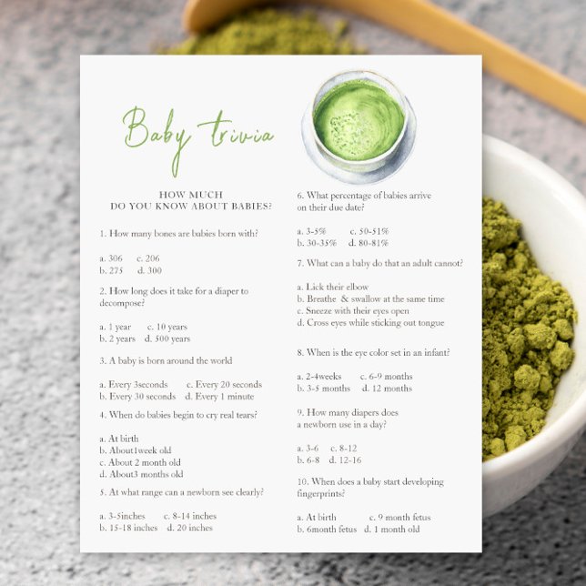 Baby shower Matcha - Jeu de trivia pour bébé (Créateur téléchargé)