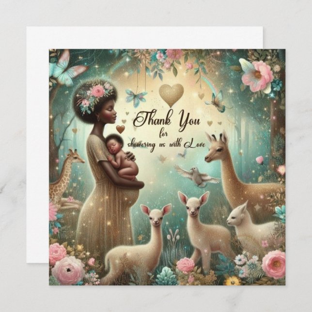 Baby shower Merci Cartes Douche avec amour (Devant / Derrière)