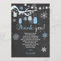 Baby shower Merci Hiver Enfant garçon bleu