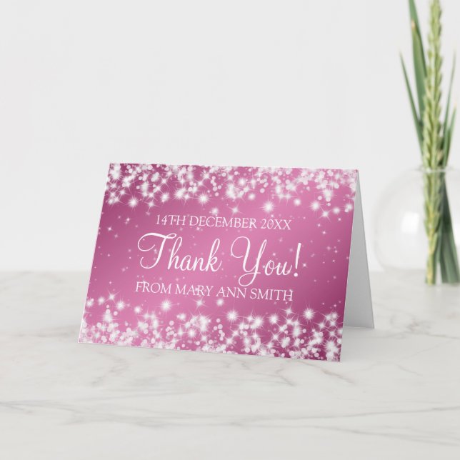 Baby shower Merci Hiver Étincelle rose (Devant)