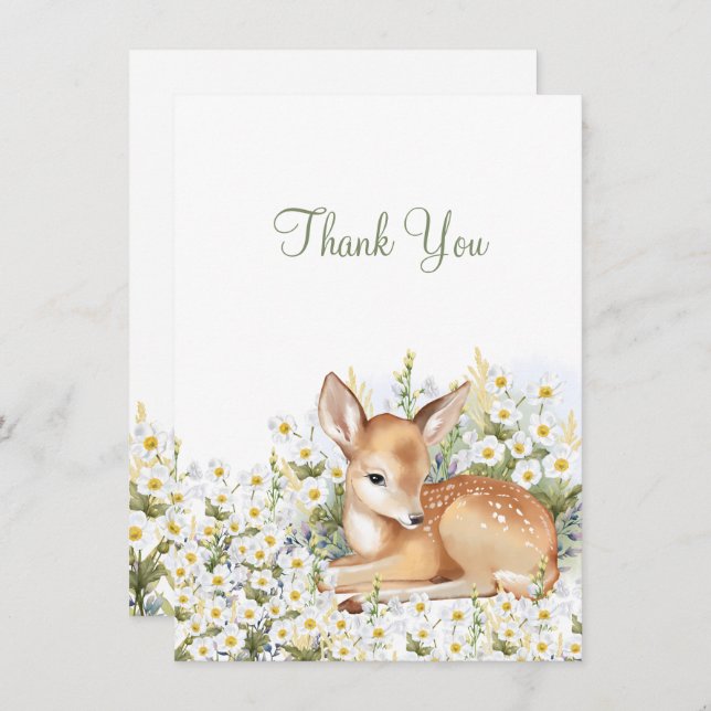 Baby shower Merci plat avec un adorable faon. (Devant / Derrière)