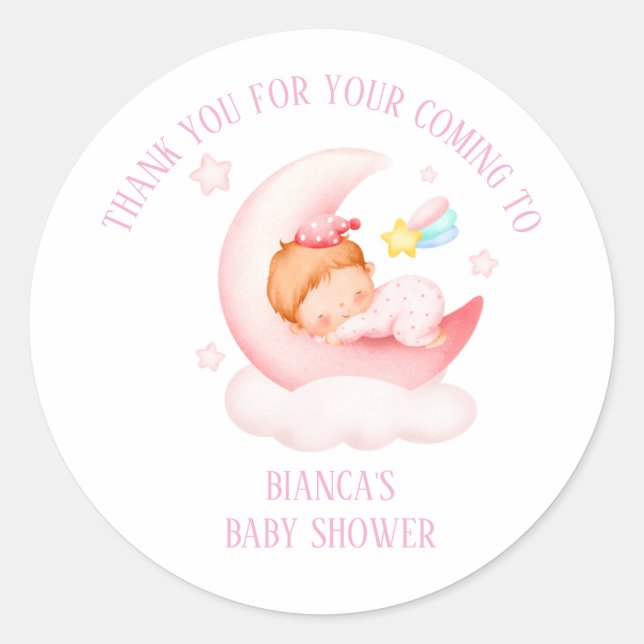 Baby shower merci sticker rond classique (Devant)
