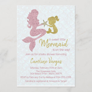 Baby shower Mermaid Invitation Rose Gold & Gold