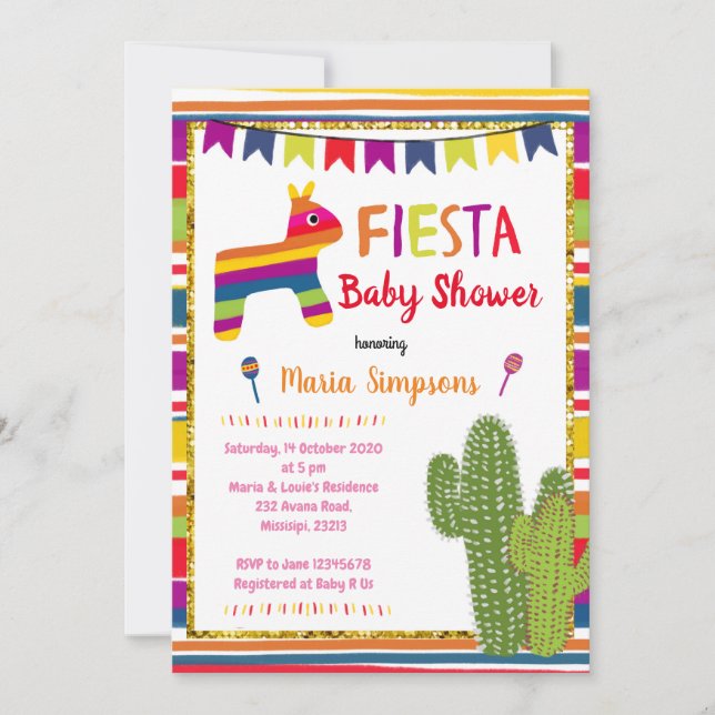 Baby shower mexicain coloré Pinata Invitation (Devant)