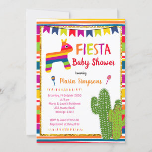 Baby shower mexicain coloré Pinata Invitation