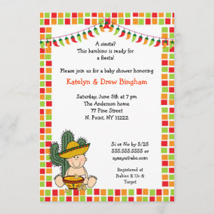Baby shower mexicain Fiesta Invitation peau claire