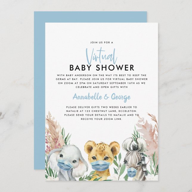 Baby shower mignon par mail animal covid masque (Devant / Derrière)