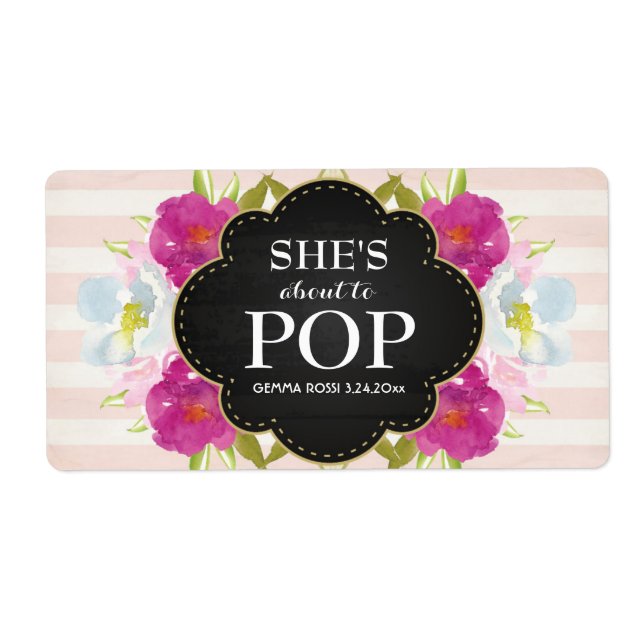 Baby shower Mini Champagne Étiquette fille (Devant)