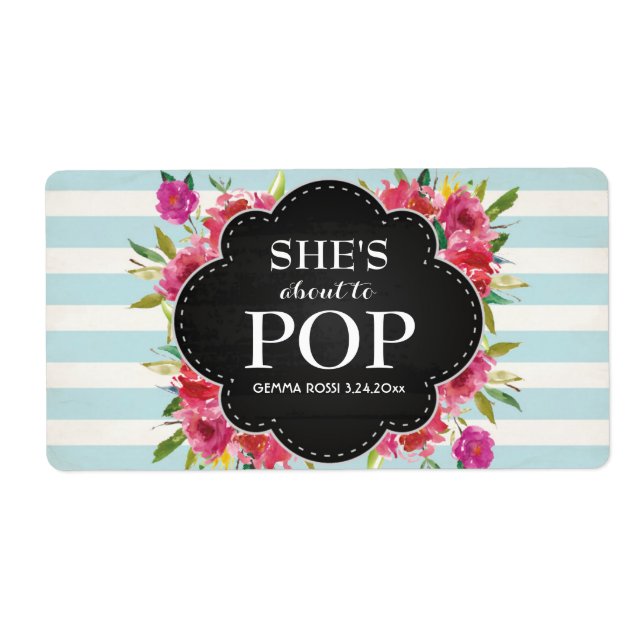 Baby shower Mini Champagne Étiquette Garçon fille (Devant)