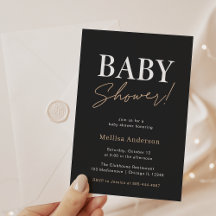 Baby shower minimaliste Invitation noire