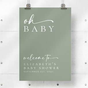 Baby shower minimaliste Sage Oh Baby Affiche de bi