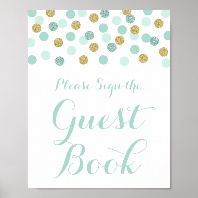 Baby shower Mint & Or Signer le livre d'or Signer  (Devant)