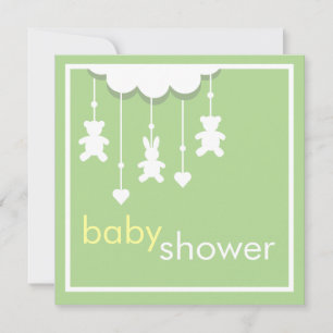 Baby shower mobile Sweet Baby Green Invitation
