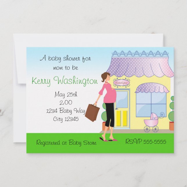 Baby shower Mod Mom Boutique Shopper Invitation (Devant)
