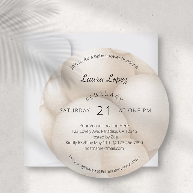 Baby shower moderne Balloons Beige Invitation (Créateur téléchargé)