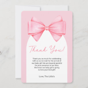 Baby shower moderne Bow rose Carte de remerciement