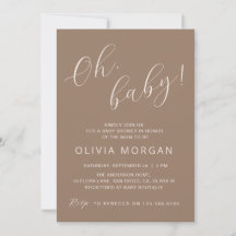 Baby shower Moderne Brown Tan Elegant Invitation