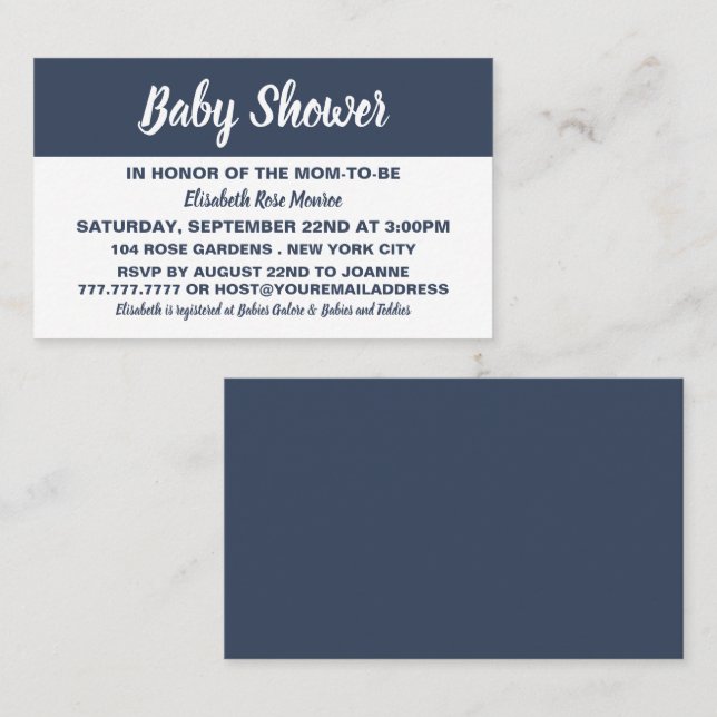 Baby shower moderne et élégant Invitation de bille (Devant / Derrière)