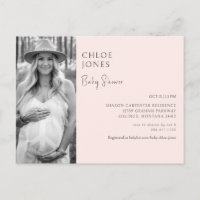 Baby shower moderne Maman Photo Blush Invitation