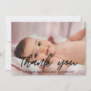 Baby shower moderne merci carte photo