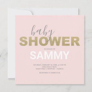 Baby shower moderne rose et or Faux