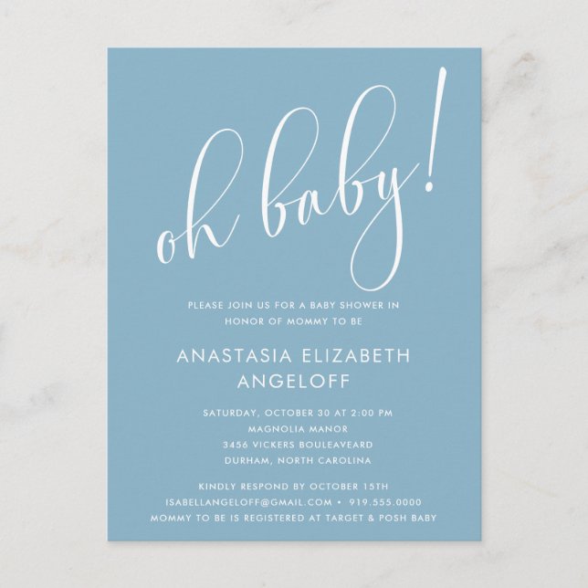 Baby shower Moderne Script Sage Green Invitation (Devant)