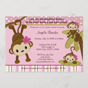 Baby shower MONKEY Invitation 3 Petits singes