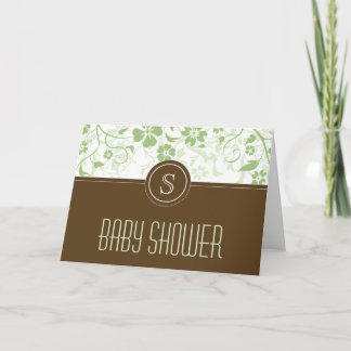 Baby shower Monogramme Customisé Invitation Vert