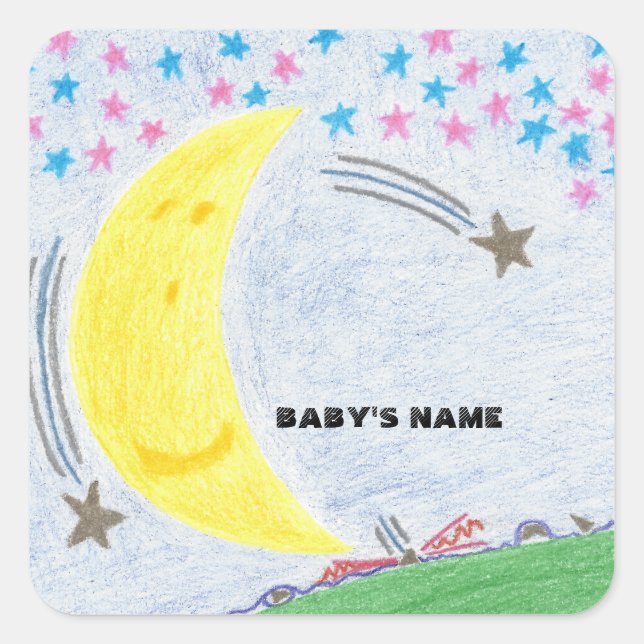 Baby shower Moonlit Dreams ou Stickers Nouveau béb (Devant)