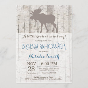Baby shower Moose Boy Invitation Bois rustique