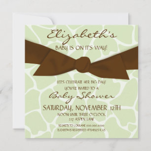 Baby shower Motif de Girafe Invitation avec Bow Br