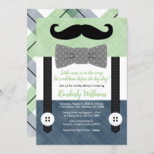 baby shower moustache invitation verte marine arc