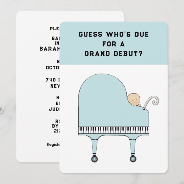 Baby shower Musique Thème Invitation (Devant / Derrière)