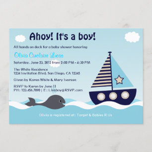 Baby shower Nautical Sailboat Baby Boy Invitation