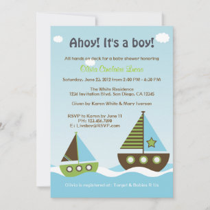 Baby shower Nautical Sailboat Baby Boy Invitation
