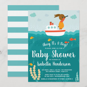 Baby shower nautique Ahoy Boy Invitation