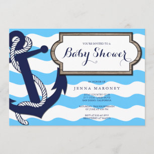 Baby shower nautique avec Ancre Invitation