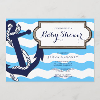 Baby shower nautique avec Ancre Invitation