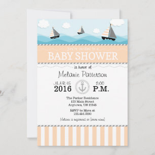 Baby shower nautique bleu Pêche Invitation