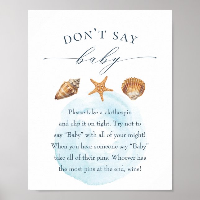 Baby shower nautique "Don't Say Baby" Poster du je (Devant)