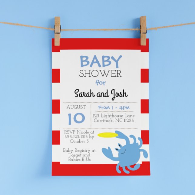 Baby shower nautique du crabe bleu Invitation (Créateur téléchargé)