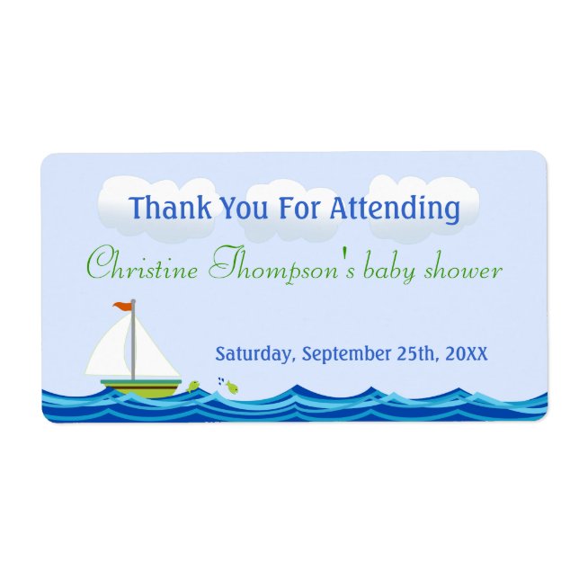 Baby shower nautique Étiquettes bouteille d'eau (Devant)